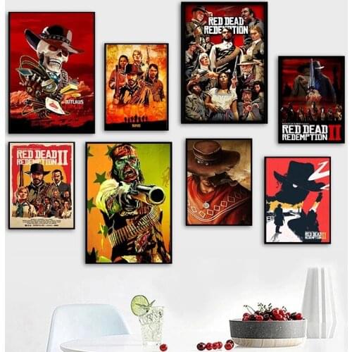 Red Dead Redemption Game Canvas Painting Wall Art Prints Pictures For Home Room Decor (No Frame)