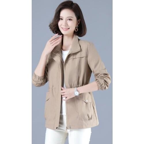 Women 2021 Early Spring Fashion Large Size Loose Coats Female Middle-aged Short Jackets Ladies Solid Color Hooded Outerwear W237