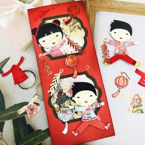 Metal Cutting die Cut Doll Girl Boy New Year Scrapbooking Paper Craft Handmade Card Album Punch Art Cutter Alinacutle Die