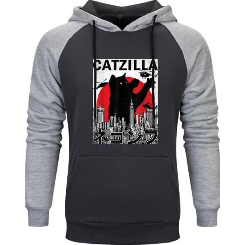 CATZILLA Print Raglan Hooded Mens Fashion Harajuku Sweatshirt Hoodie Standard Leisure Pullovers Tops Clothing 2020 Tracksuits