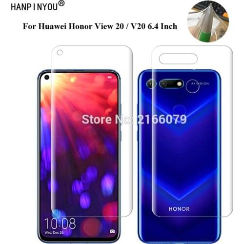 For Huawei Honor View20 / V20 6.4" Soft TPU Front Back Full Cover Screen Protector Transparent Protective Film + Clean Tools