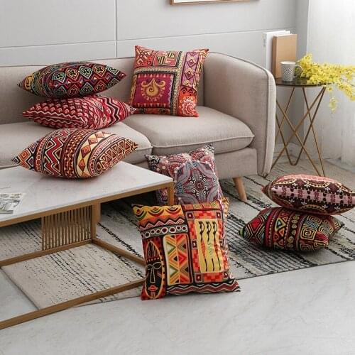 Soft Flannel Cushion Cover Persian Ethnic Style Decorative Throw Pillows Case Sofa Home Office Chair Car Seat Decor Pillowcase