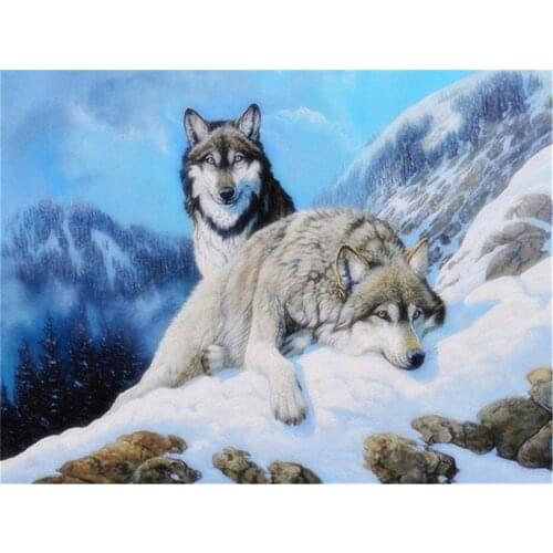 Wolf Animal DIY Embroidery 11CT Cross Stitch Kits Needlework Craft Set Cotton Thread Printed Canvas Home Decoration Wholesale