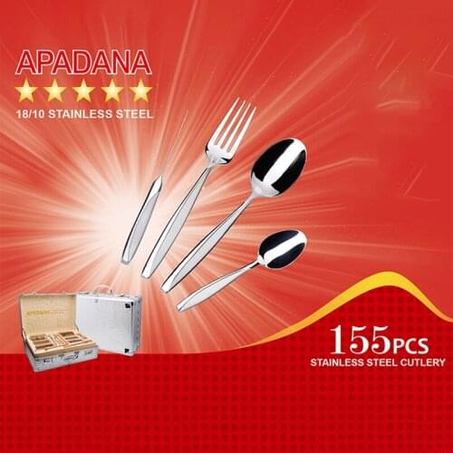 155 Piece Tableware Set Stainless Steel Knife Fork Spoot Dinnerware Set Aluminum Case Packaging Flatware Set Zero Waste Gift