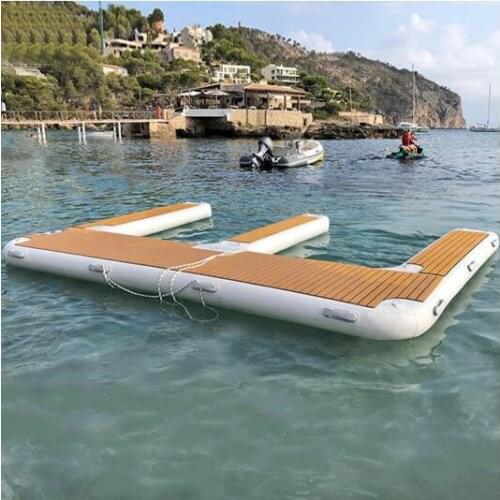 5mx3mx0.2m M Shape Teak Foam Inflatable Swim Platform Floating Dock Station For Jet ski Yatch