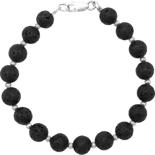 Genuine volcanic Lava and 925 sterling silver bracelet