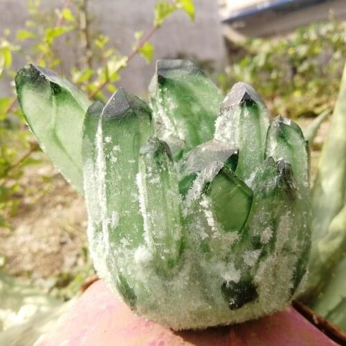 Natural Green Quartz Double Terminated Crystal Healing Points Wands Large Size Tea Crysal,Smoke Crystal Cluster For Decoration