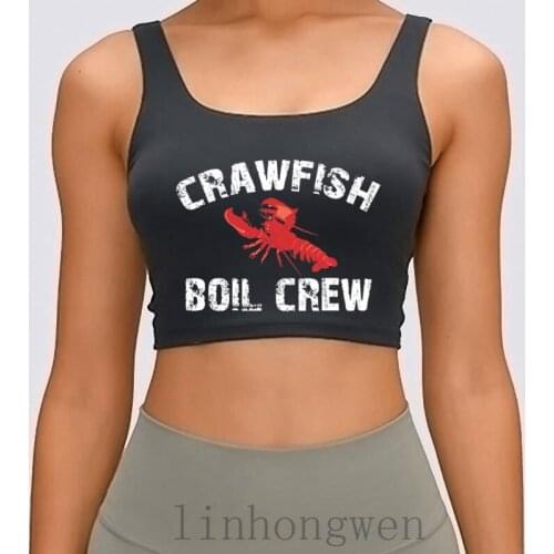 Crawfish Boil Crew Crop Top Funny Crawfish Boil Women Tank Toper Cute Trend O-Neck Cotton Crop Top