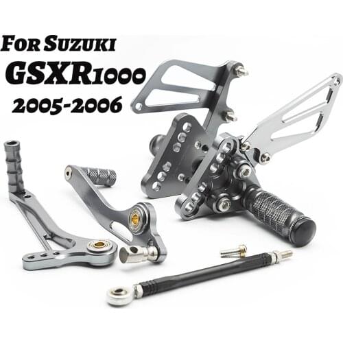 For Suzuki GSXR1000 K5 K6 GSXR GSX-R 1000 2005-2006 Motorcycle Adjustable Rearset Footpeg Rear Set Footrest Foot Peg Pedal