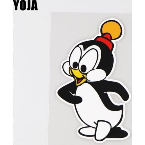 YOJA 7X13CM Funny Happy Penguin Vinyl Color Decal Cartoon Car Sticker Lovely Animal 19A-0091