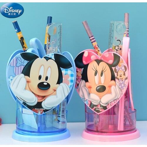 Disney Mickey Minnie Rotating Pen Holder Writing Notebook Pencil 6-piece Stationery Set Student Childrens School Supplies Gift
