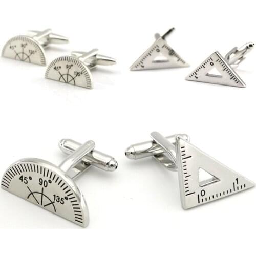10pairs/lot Math Tool Triangular Rule Cufflinks Angle Protractor Bevel Cuff Links Mens Jewelry Accessory Wholesale