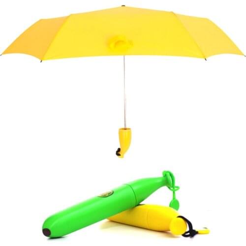 Fashion Mini Banana Umbrella Parasol Rainy Creative Fruit Folding Umbrellas For Women Men UV Windproof Umbrellas