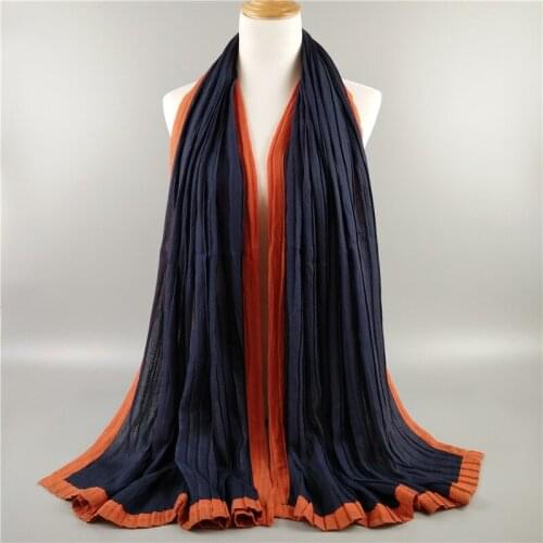 120pcs/lot Plain Women Arab color striped Edges Crepe fabric scarf shawl pashmina/Muslim Hijab Long Scarf