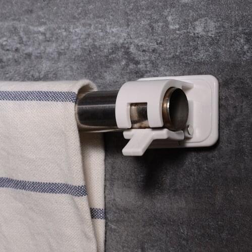 2pcs Self Adhesive Curtain Rods Bracket Hanger Crossbar Curtain Clips Rack Wall Hooks for Bathroom Curtains Holders Accessories