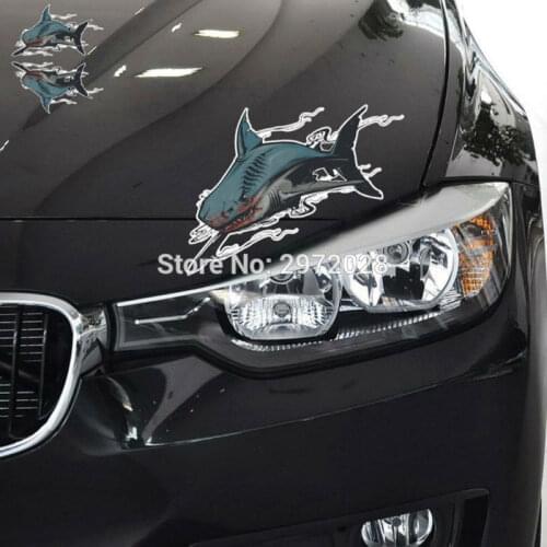 20 x Newest Funny Shark Creative Decorative Auto Decal Cartoon Car Sticker Car Rear Mirror Decal Creative Pattern Vinyl