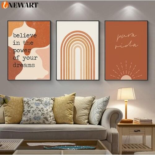 Abstract Geometry Canvas Wall Art for Living Room Home Poster Print Reddish Orange Modern Decoration Picture Nordic Design Decor