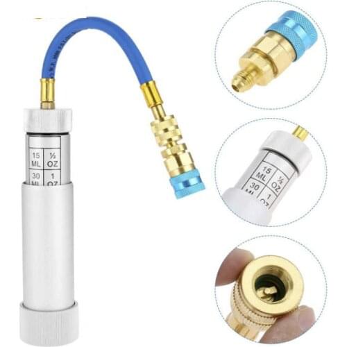 Car A/C AC Oil Dye oz Injection Tool Car Air-Conditioning Installation Injection Tool 1/4SAE 2OZ A/C Oil Injector R134a R12 R22