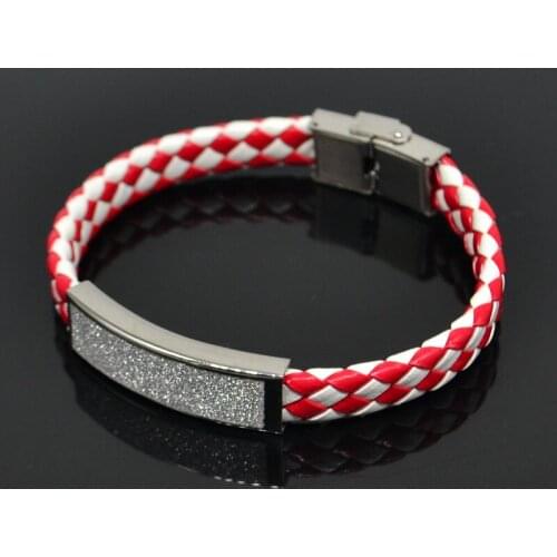 Bling Bling Stainless Steel Clasps Bracelets Leather Weave Wristbands Fashion Jewelry
