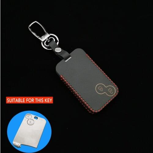 2-Button Genuine Leather Case, Car Key Protection, Smart Skin, For Renault Clio Logan Megane 2 3 Koleos Scenery Smart Card Box
