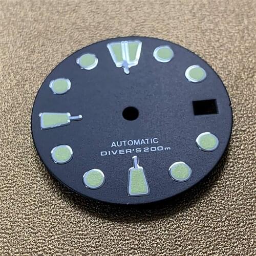 28.5mm Watch Dial Green Luminous Dial With Calendar for NH35/NH36 Watch Movement Spare Parts