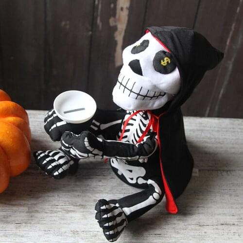 Halloween KTV Bar Haunted House Props Tricky Induction Light-emitting Electric Begging Ghost Music Piggy Bank Decoration
