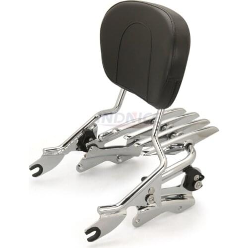 Chromed Sissybar Backrest + Docking hardware kit +Luggage rack For harley Touring Street Glide roadking ultra CVO 2014-2017