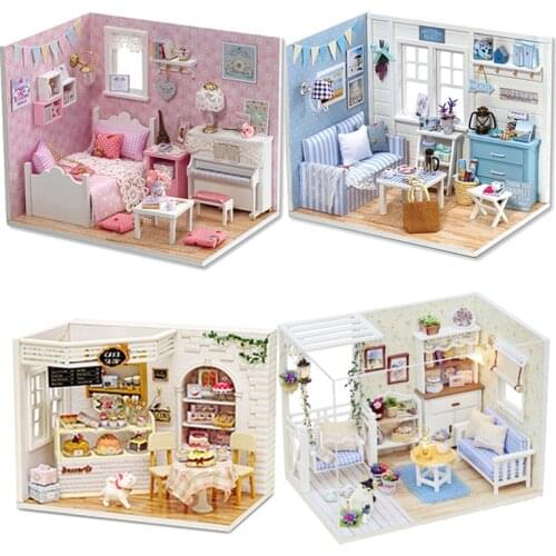 Doll House DIY Miniature Dollhouse Model Wooden Toy Furnitures Casa De Boneca Dolls Houses Toys Birthday Gift