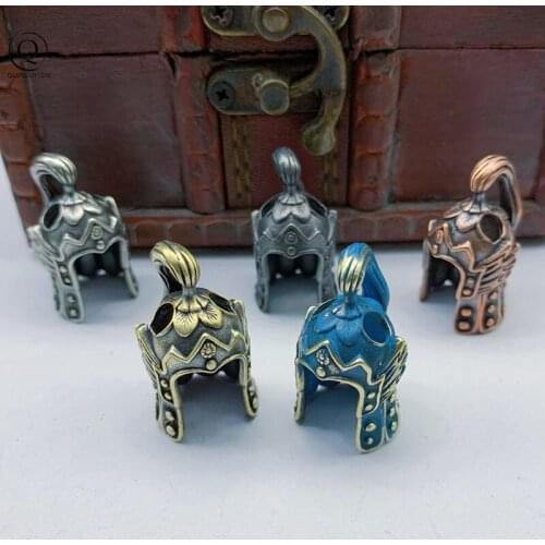 Marshal of Ancient China Samurai Helmet Knife Beads Keychain Pendants Trinkets Brass Paracord Umbrella Rope DIY Hanging Beads