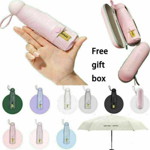 Summer Mini Pocket Compact Umbrella Sun Anti UV 5 Folding Rain Windproof Travel