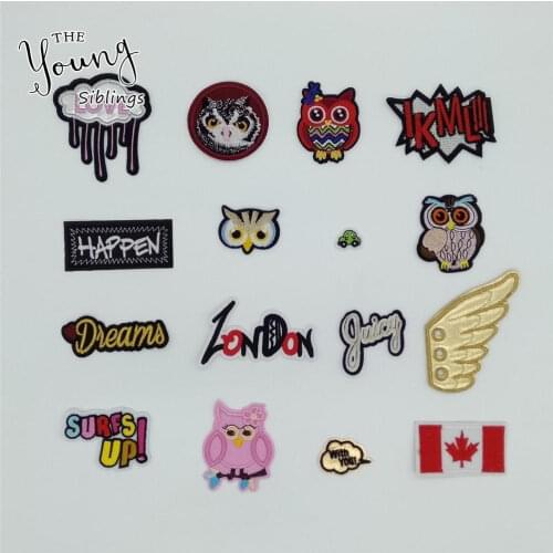Fashion style Cartoon Iron on patches DIY Embroidery Sewing Hot melt adhesive Jacket Kids Badges Clothing Accessory C6419-C6435