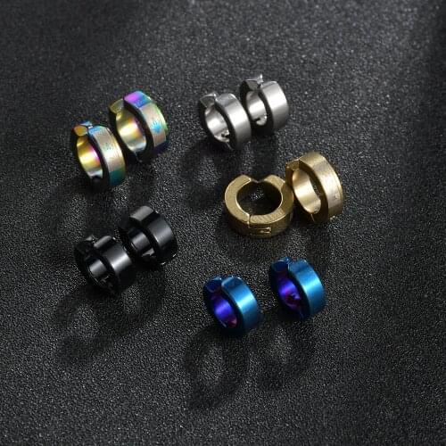 Stainless steel foreign trade ear stud buckle smooth buckle flat male Piercing Earrings stainless steel stud