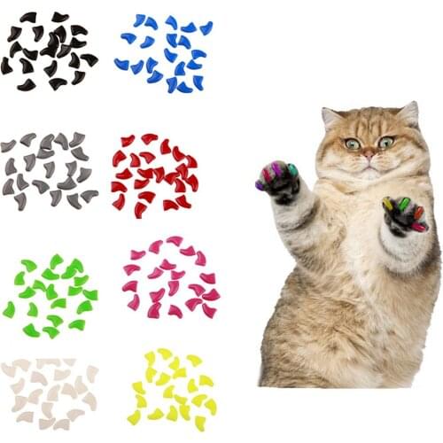 20pcs Soft Cat Nail Caps / Cat Nail Cover / Paw Claw / Pet Silicon Nail Protector with free Glue and Applictor /Size XS S M L
