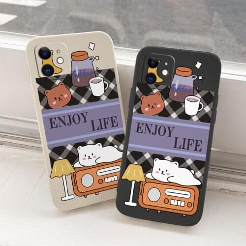 Enjoy Life Soft Case For iPhone 12 Pro Max Mini 11 Pro Max X XR XS MAX SE2020 8 8Plus 7 7Plus 6 6S Plus Silicone Phone Cover