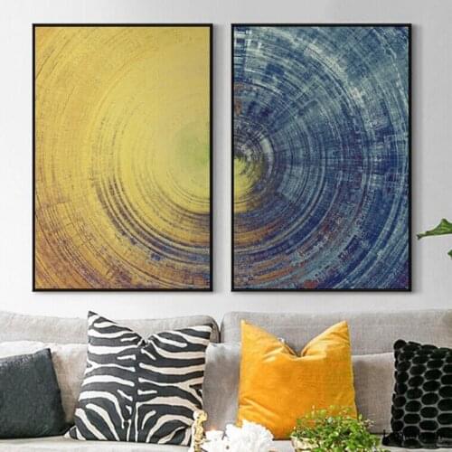 Abstract Blue Meets Yellow Wall Print Art Set Canvas Paintings Poster Nordic Pictures Bedroom Office Home Decorative For Room