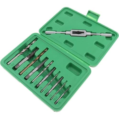 Screw Extractor Broken Bolt Remover Drill Guide Bits Set With Holder Frame 11 Pieces
