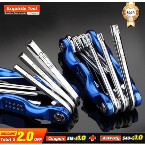 LIJIAN 8/9pcs Folded Hexagon Wrench Set British Metric Plum Inside Screwdriver Allen Key Multitools Hand Household Repair Tool