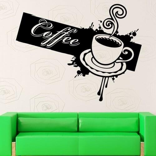 Wall Stickers Vinyl Decal Cup of Coffee Shop Cafe Bar Kitchen Interior Decor Window Glass Decals Relax Time Art Mural S1153
