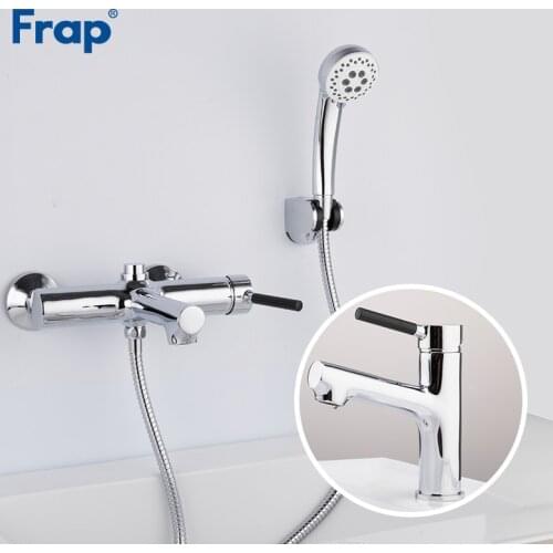 Frap Wall Mounted Brass body Shower Bathroom Faucet Set With Basin Faucets Bathtub Chrome Tap Bathroom Shower Mixer Hand Crane