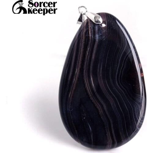 Natural Stripe Agates Pendant Water Drop Shaped Beads for Women Men DIY Chains Necklace Handmade Charm Jewelry BA923