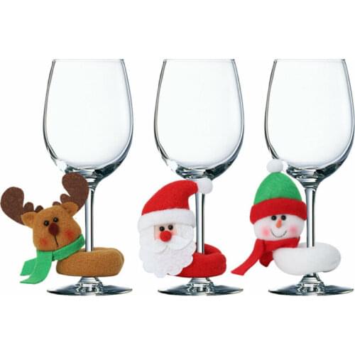 1pc Christmas Wine Glass Charm Fabric Xmas Festive Wine Glass Markers Rings Tags Christmas Decorations for Home