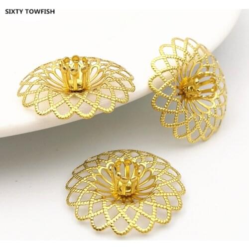 22mm Original Brass Filigree Flowers Slice Charms Jewelry DIY Components 20PCS B10033