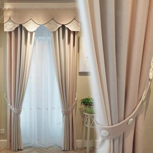 Curtains for Living Room High-end Modern Minimalist Girl Princess Style Pink Stitching Cartoon Solid Color Dining Room Bedroom