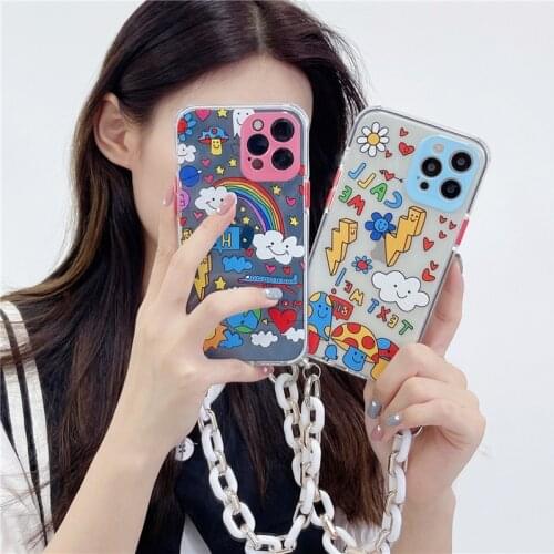 Cute Mushroom TPU Silicone Rubber Phone Case for IPhone 12 Pro Max 12 11 Pro Max XR X XS Max 7 8Plus Cartoon Rainbow Cloud Cover