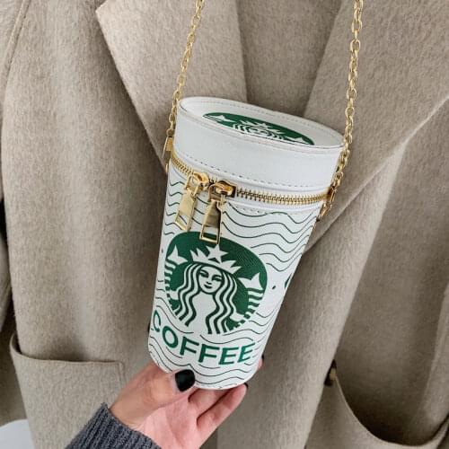 Popcorn Drink Bottle Cylinder Shaped Bag Shoulder Bags Messenger For Women PU Chain Crossbody Bags Ladies Bucket Handbags Purses