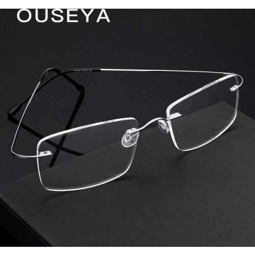 Titanium Mens Rimless Glasses Frame Women Transparent Eyeglasses Optical Myopia Business Clear Spectacle Frame Fashion #CT001-1