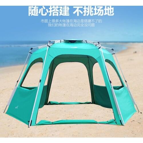Outdoor Fully Automatic Tent 6-8 People Irons rod Single Layer Beach Tent free Build Hexagonal Camping Large Tent Multi-seat