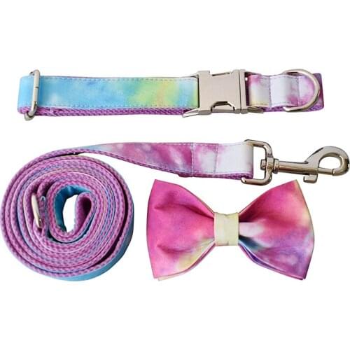 Zharan 01 Purple Retailing Particular Colorful Dog Collar Unique Style Print Dog Collars And Leashes Set
