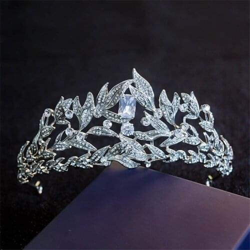 CC Tiaras and Crowns Hairband Wedding Hair Accessories for Women Vintage Crown Jewelry High Quality Leaf Shape Hairwear HS08