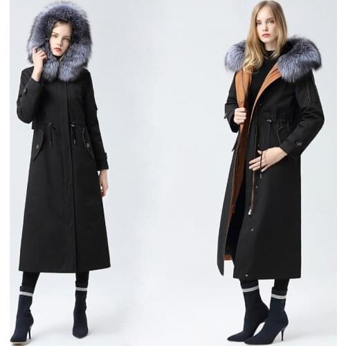 Winter Collat Rabbit Raccoon Coat Real Fur Parka for Women Clothes 2020 Z2902 YY252
